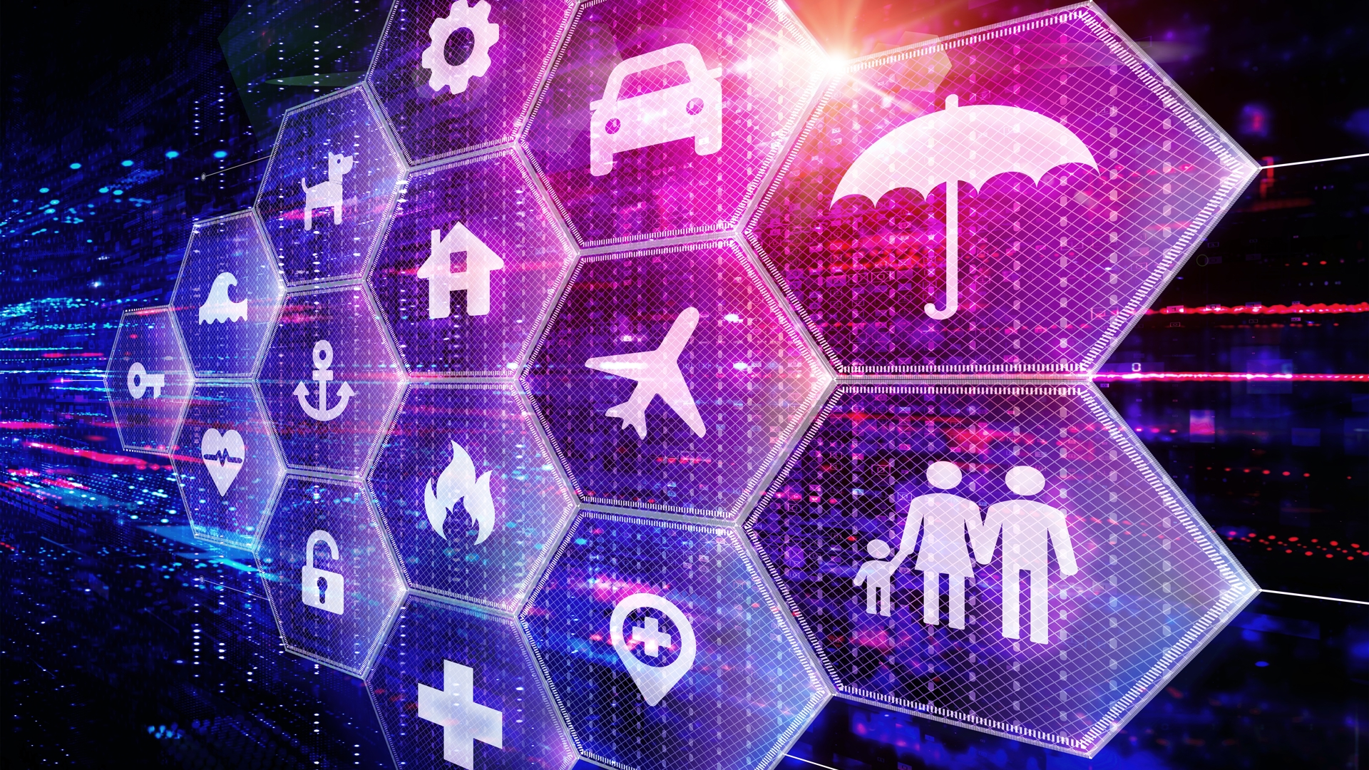 Insurtech Paars Zwart Iconen